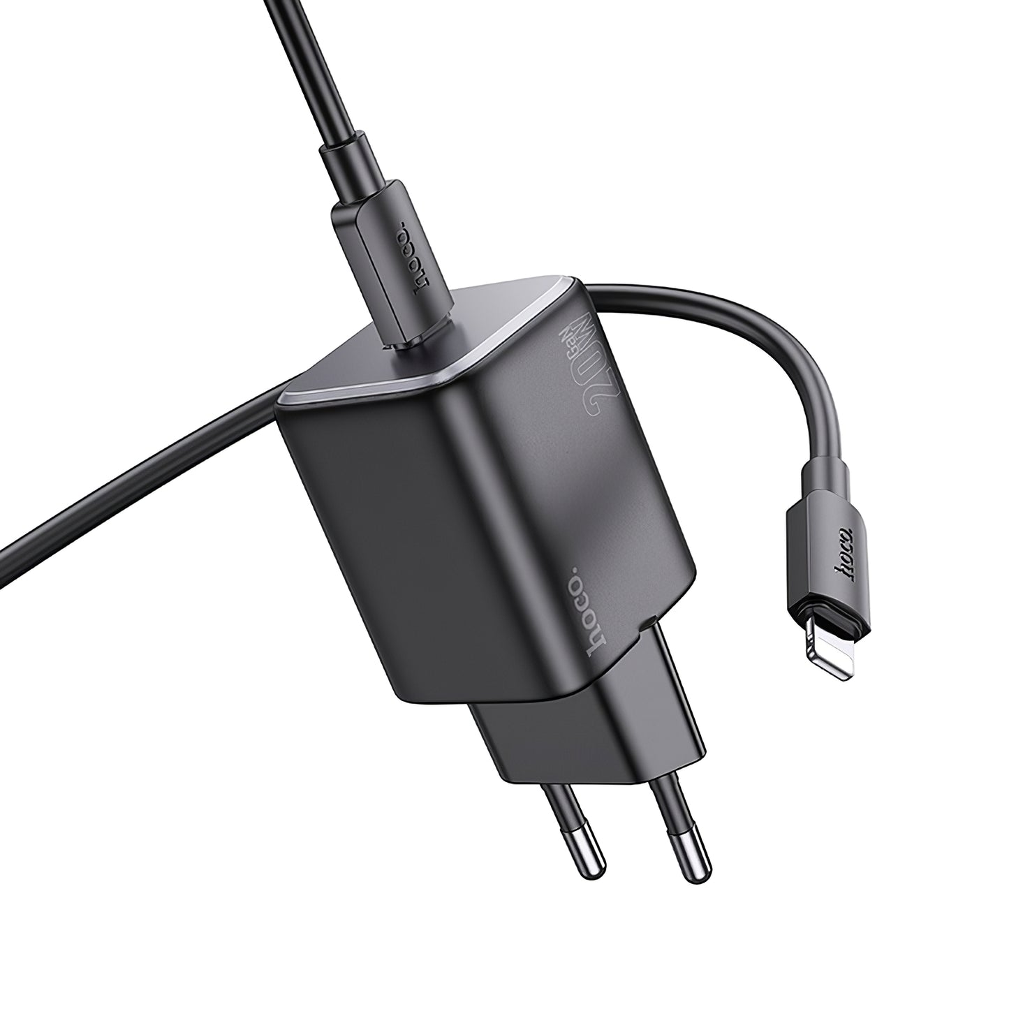 Мрежово зарядно устройство с Lightning кабел HOCO N40, 20W, 3A, 1 x USB-C, черно