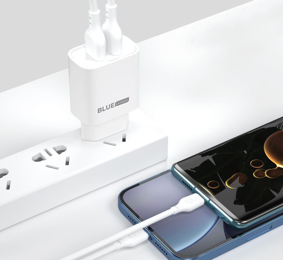 Blue Power BPCE02M Мрежово зарядно устройство с microUSB кабел BPCE02M, 10,5W, 2,1A, 2 x USB-A, бяло