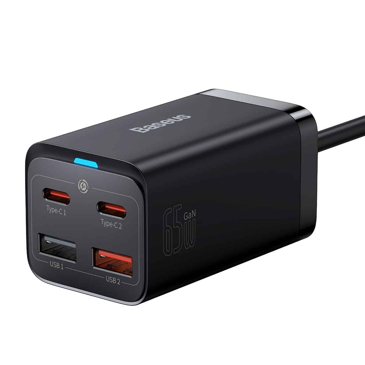 Зарядно устройство Baseus GaN3 Pro, 65W, 3A, 2 x USB-A - 2 x USB-C, Черно CCGP040101