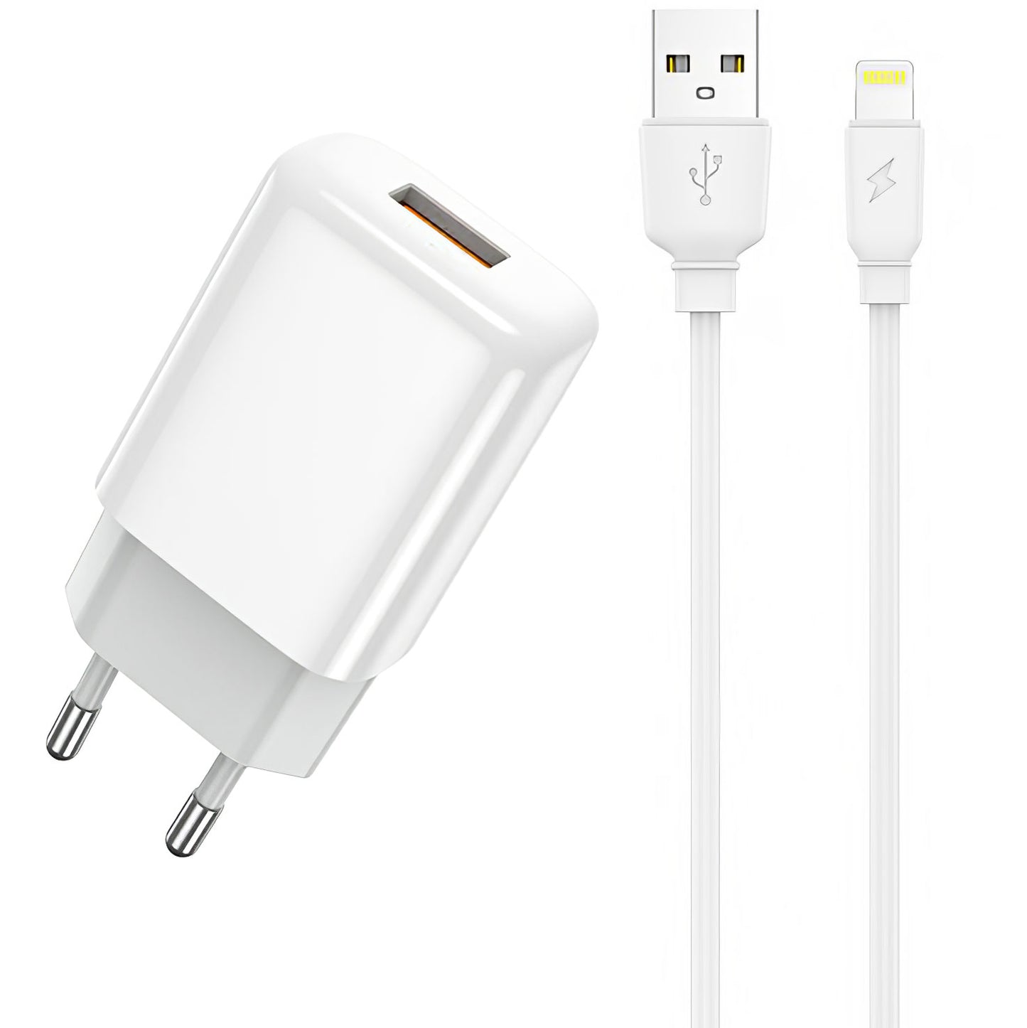 Мрежово зарядно устройство Prestico F7S с Lightning кабел, 12W, 2,4A, 1 x USB-A, бяло