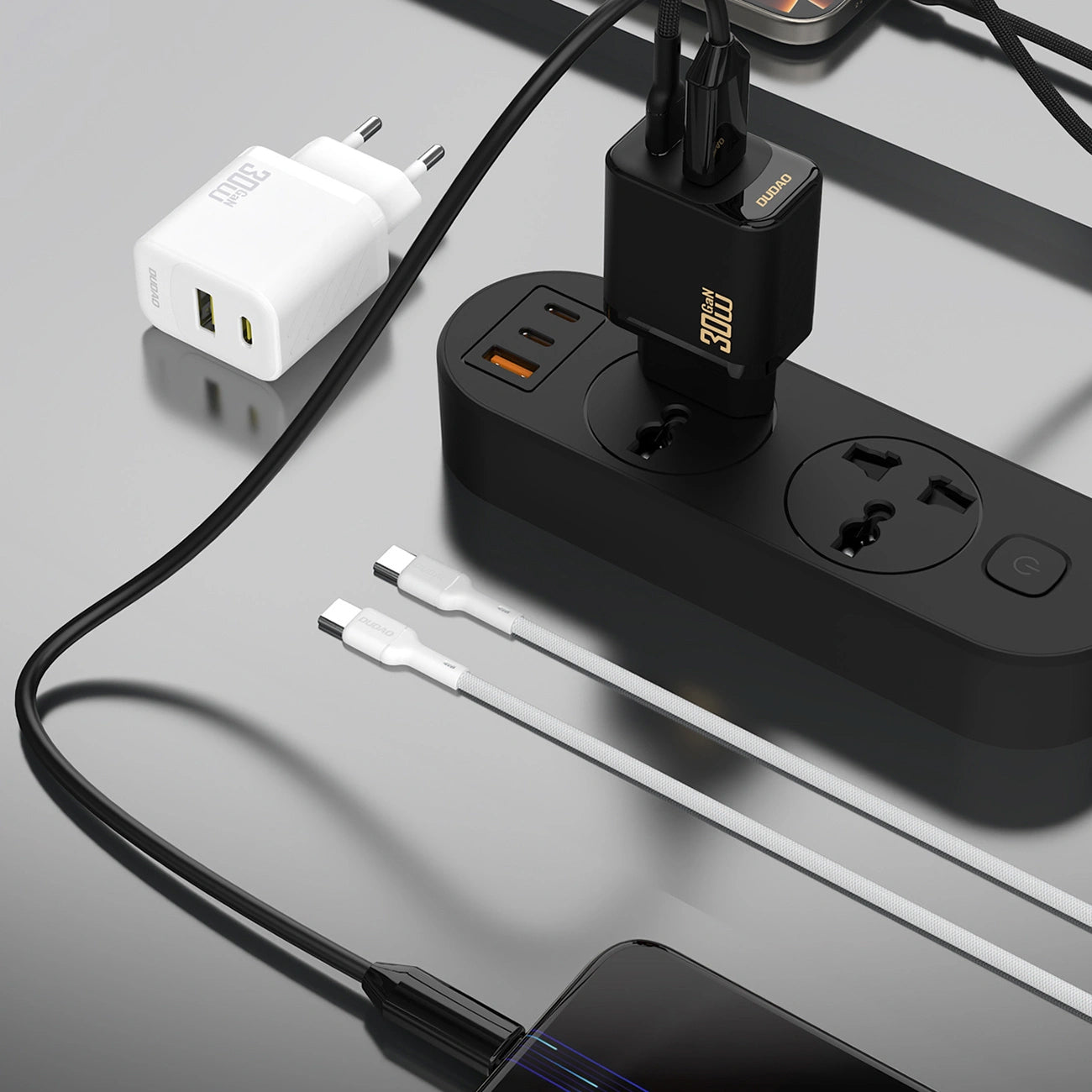Мрежово зарядно устройство с USB-C кабел Dudao A27TCEU, 30W, 1 x USB-A - 1 x USB-C, Черно