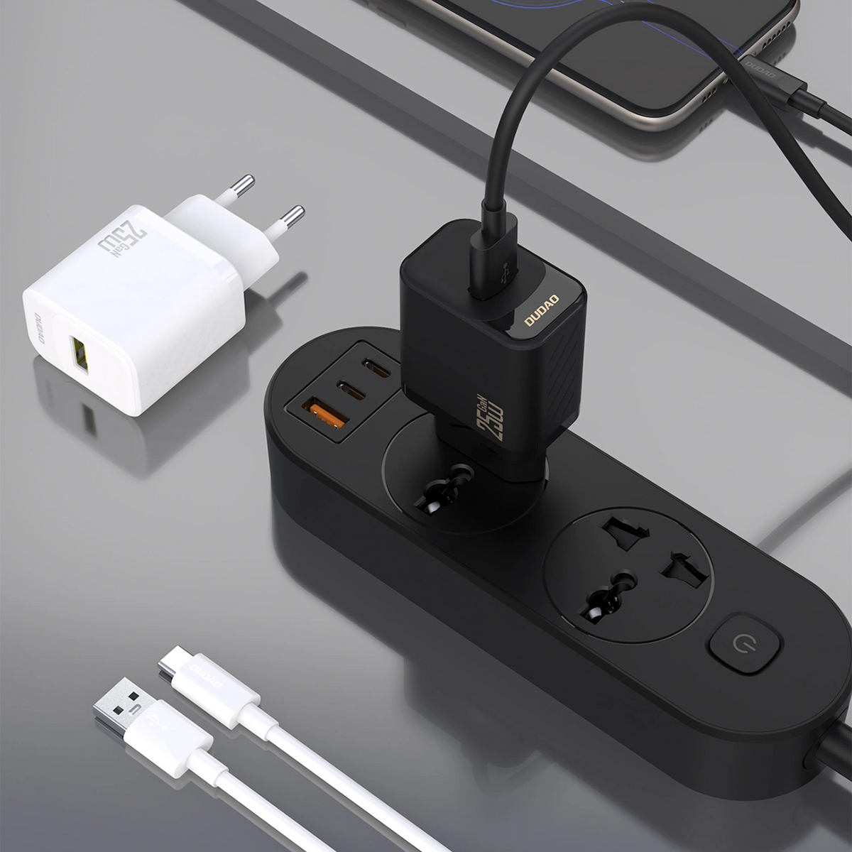 Зарядно устройство с мрежов кабел USB-C Dudao A27STEU, 25W, 3A, 1 x USB-A, Черно