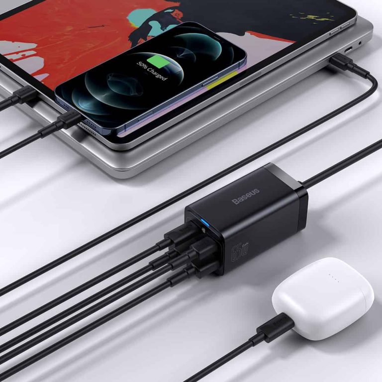 Зарядно устройство Baseus GaN3 Pro, 65W, 3A, 2 x USB-A - 2 x USB-C, Черно CCGP040101