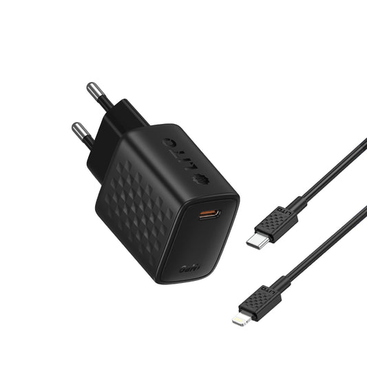 Зарядно за мрежа с кабел Lightning Lito LC17L, 30W, 3A, 1 x USB-C, Черно