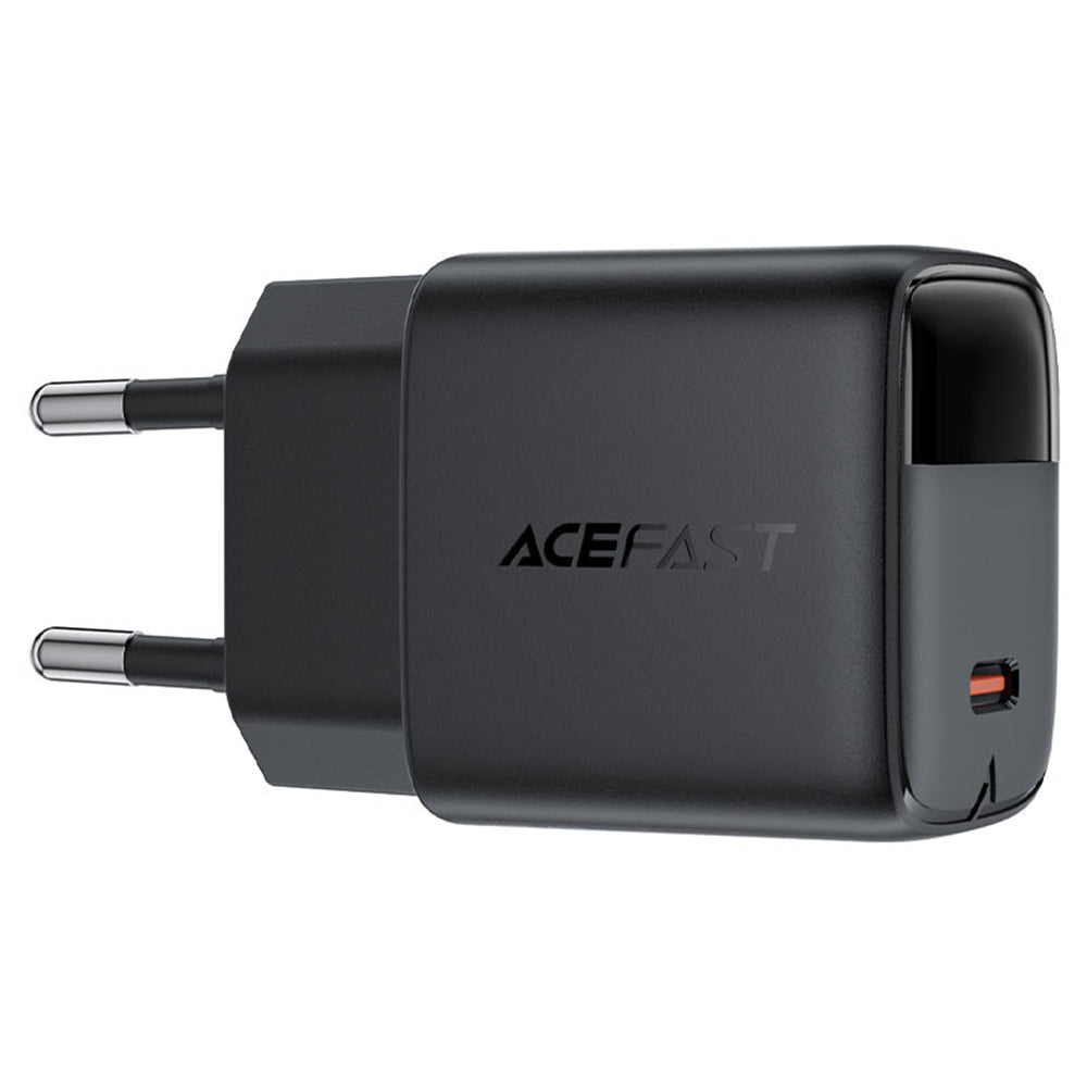 Мрежово зарядно устройство с USB-C кабел Acefast A113 Display, 20W, 3A, 1 x USB-C, Черно