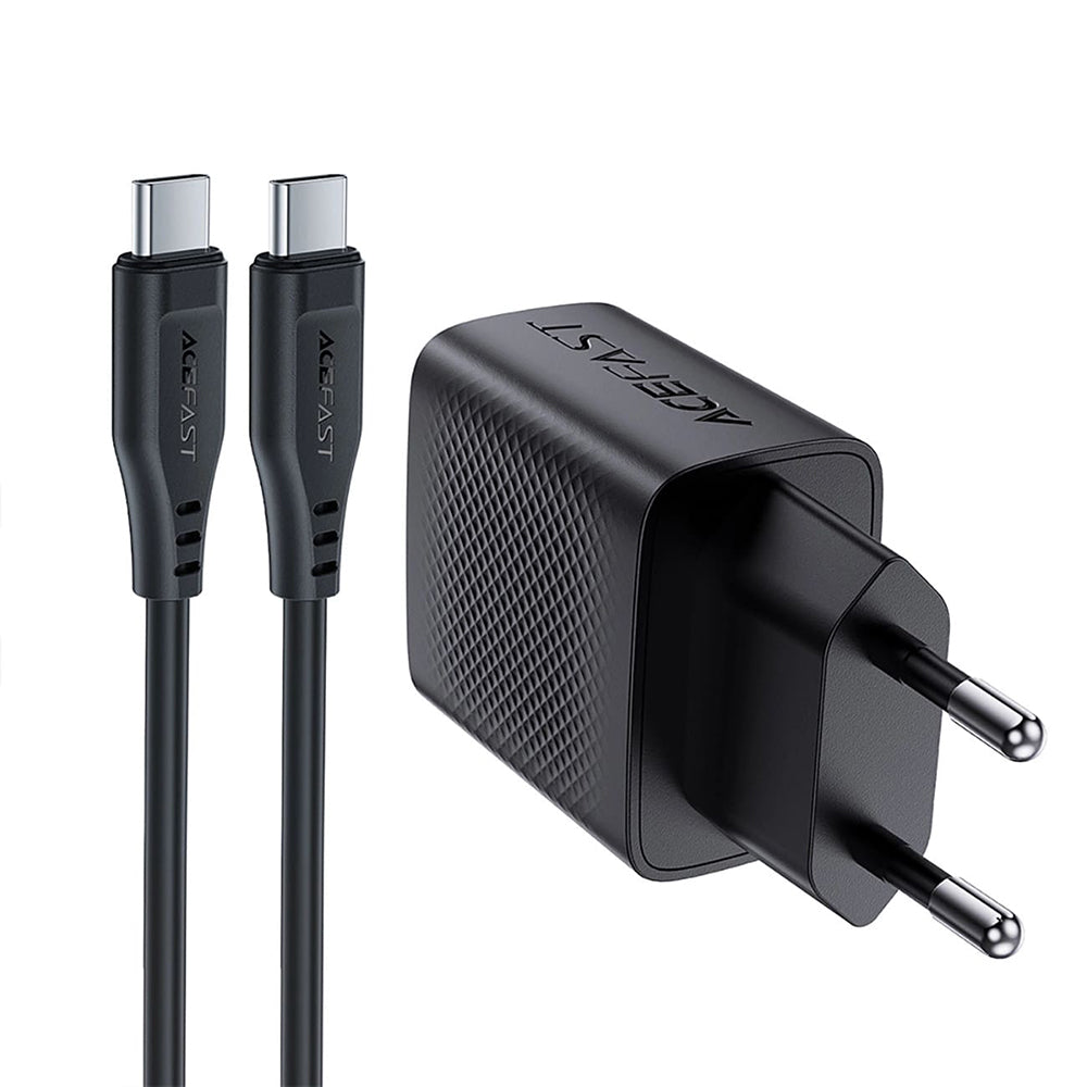 Мрежово зарядно устройство с USB-C кабел Acefast A82, 20W, 3A, 1 x USB-C, Черно