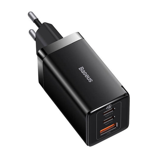 Зарядно устройство за мрежа с USB-C кабел Baseus GaN5 Pro, 65W, 3.25A, 1 x USB-A - 2 x USB-C, Черно C0206500