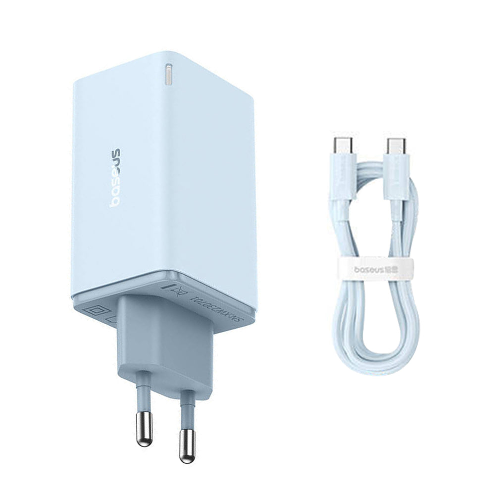 Baseus GaN6 Pro USB-C Network Charger with Cable, 65W, 3.25A, 2 x USB-A - 2 x USB-C, Blue E0121D00
