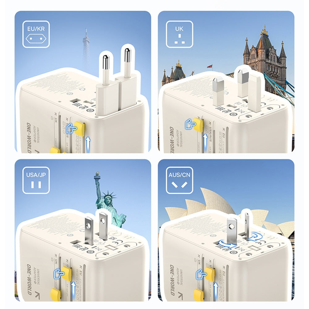 Мрежово зарядно с USB-C кабел Baseus Travel EnerCore CG11, 70W, 2 x контакт - 1 x USB-C - 2 x USB-A, бял E0307E01