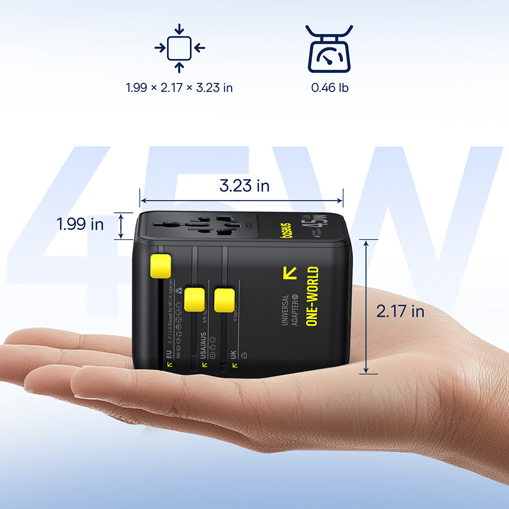 Мрежово зарядно с USB-C кабел Baseus Travel PicoGo AG11, 45W, 2 x контакт - 1 x USB-C - 2 x USB-A, черно E0307F00