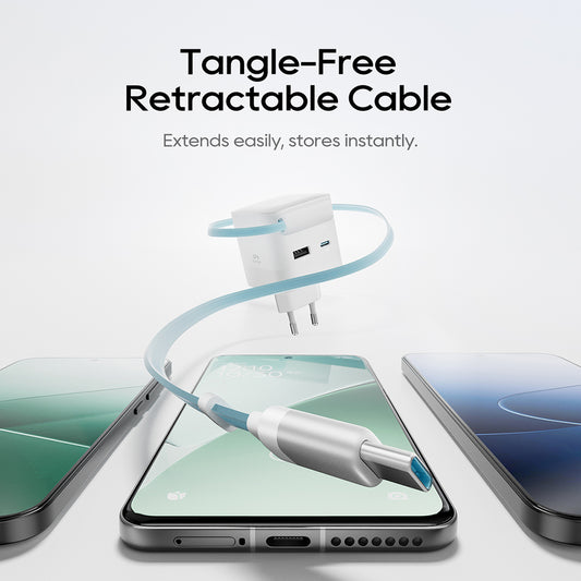 Мрежово зарядно с USB-C кабел Cuktech, 67W, 3.25A, 1 x USB-A - 1 x USB-C, бяло CUKA653WEUWT