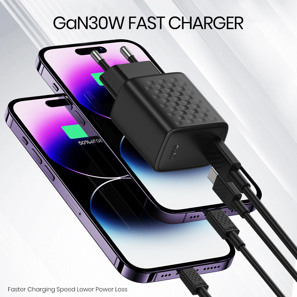 Зарядно за мрежа с USB-C кабел Lito LC17T, 30W, 3A, 1 x USB-C, Черно