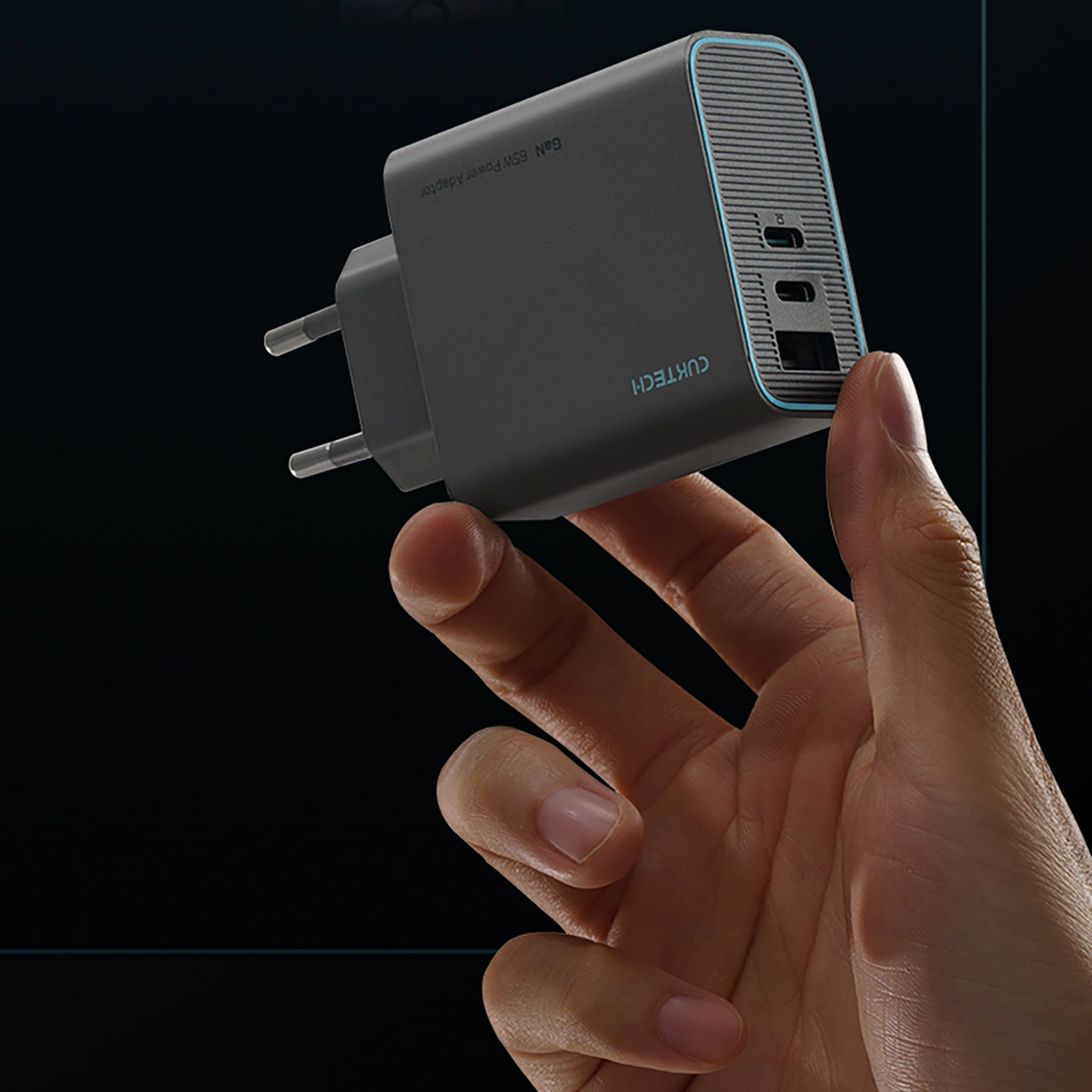 Cuktech Network Charger, 65W, 3A, 1 x USB-A - 2 x USB-C, Grey CUKAD653EUGR