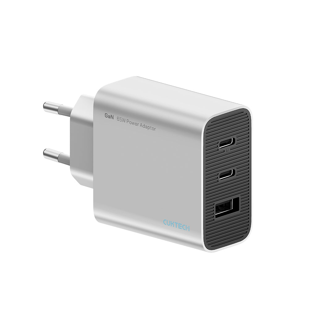 Зарядно устройство за мрежа Cuktech, 65W, 3.25A, 1 x USB-A - 2 x USB-C, бяло CUK0A15CEUSL