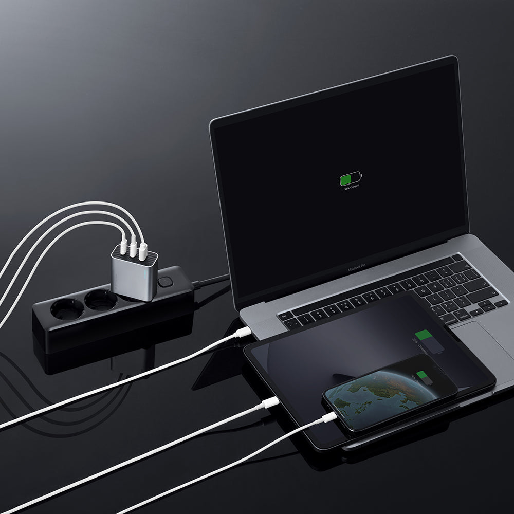 Зарядно устройство за мрежа Cuktech, 65W, 3.25A, 1 x USB-A - 2 x USB-C, бяло CUK0A15CEUSL