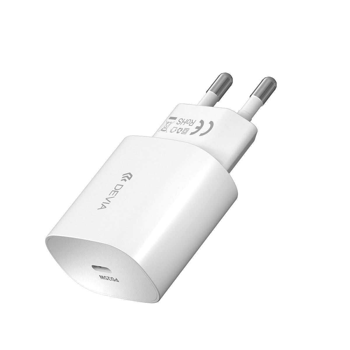 Зарядно за мрежа с кабел USB-C DEVIA RLC-383, 25W, 3A, 1 x USB-C, Бяло