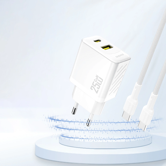Зарядно устройство за мрежа Dudao A26T, 25W, 3A, 1 x USB-A - 1 x USB-C, Бяло