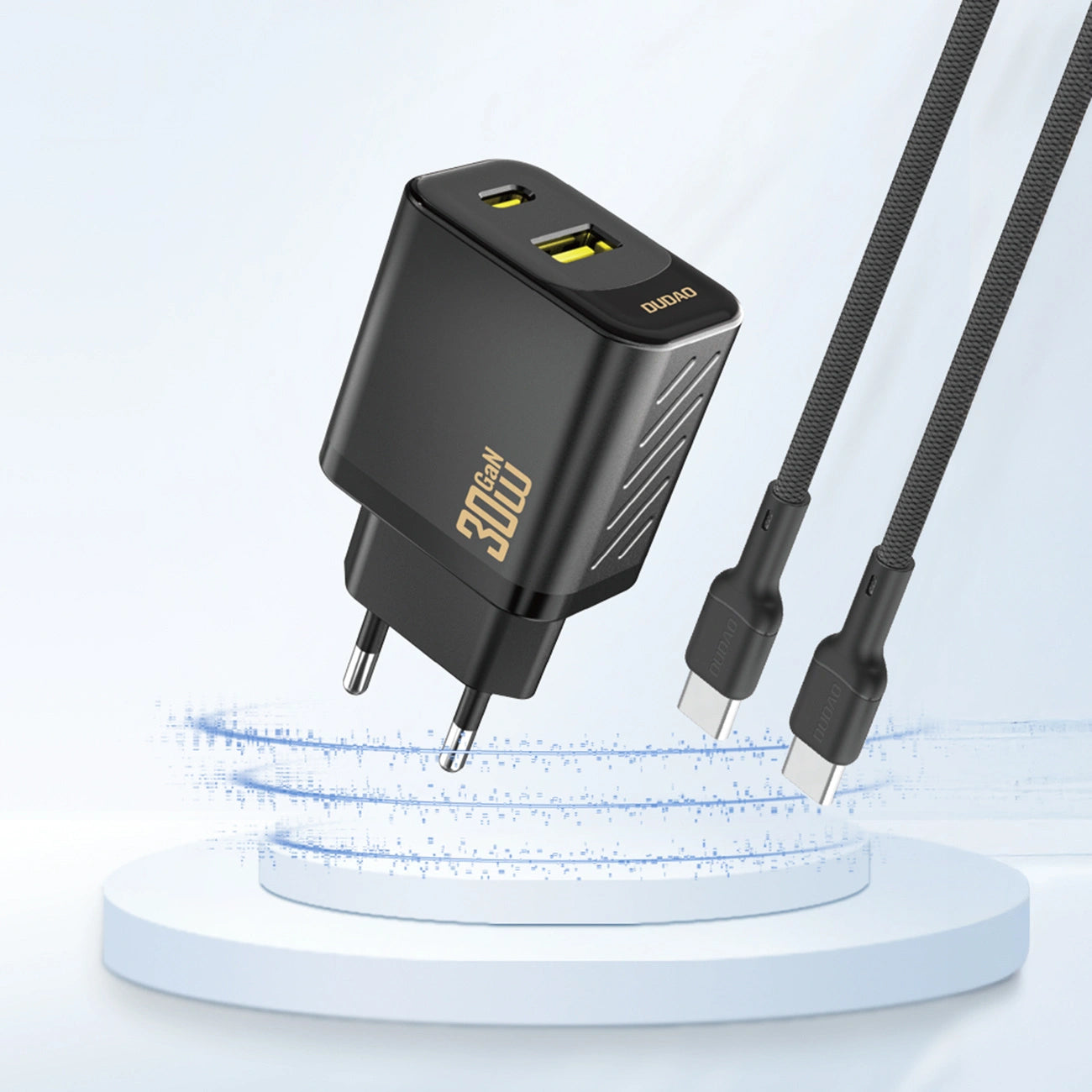 Зарядно за мрежа Dudao A27TEU, 30W, 3A, 1 x USB-A - 1 x USB-C, Черно