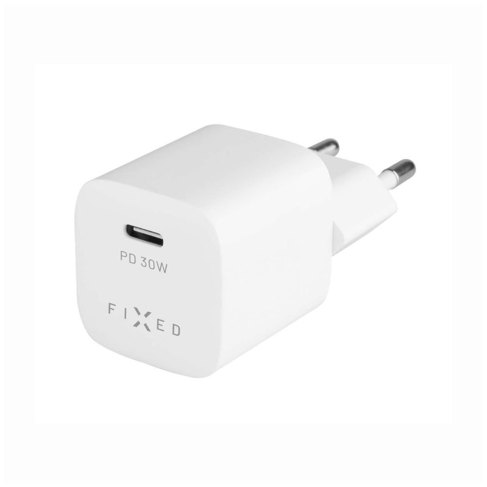 Зарядно устройство Fixed Mini, 30W, 3A, 1 x USB-C, Бяло