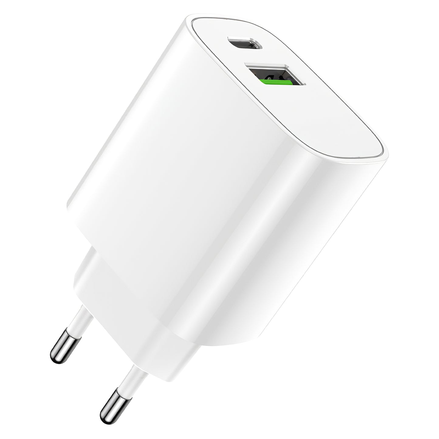 Мрежово зарядно устройство Forever LS-04, 20W, 3A, 1 x USB-A - 1 x USB-C, бяло