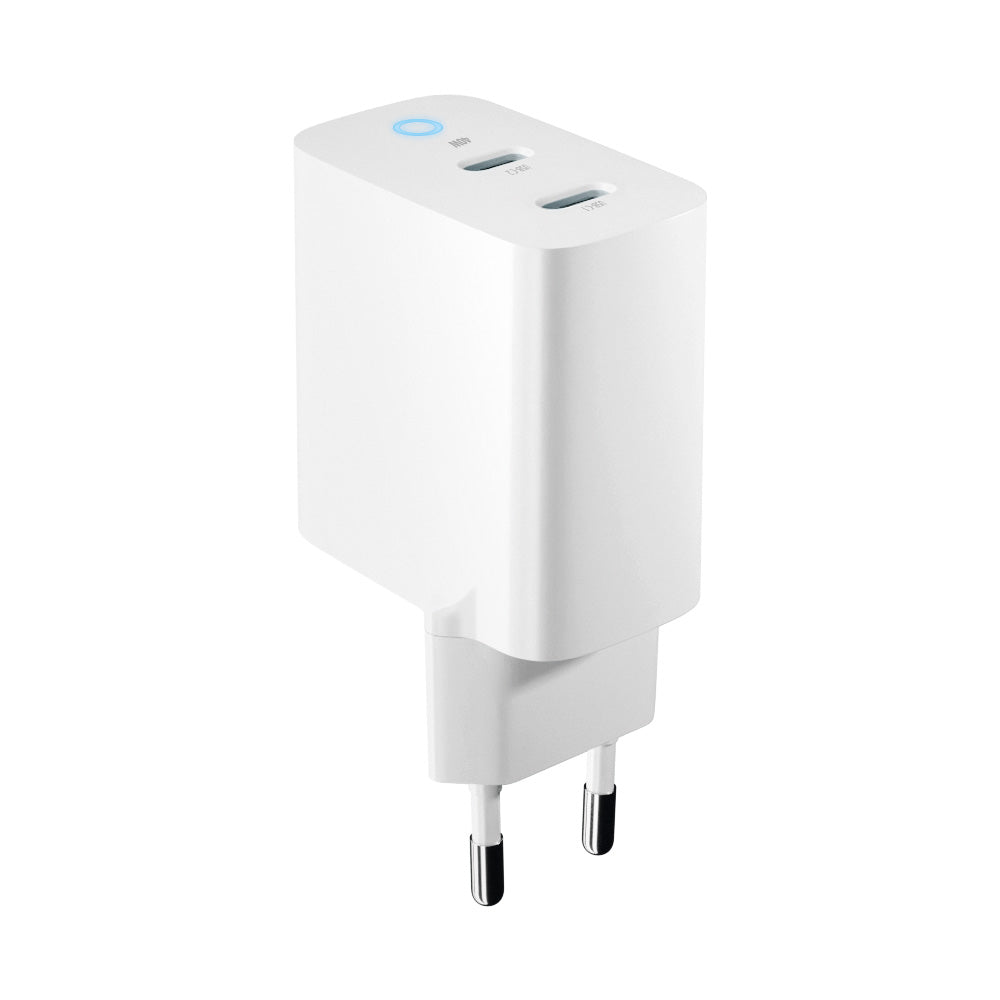 Мрежово зарядно устройство Forever TC-06-40CC, 40W, 3A, 2 x USB-C, бяло