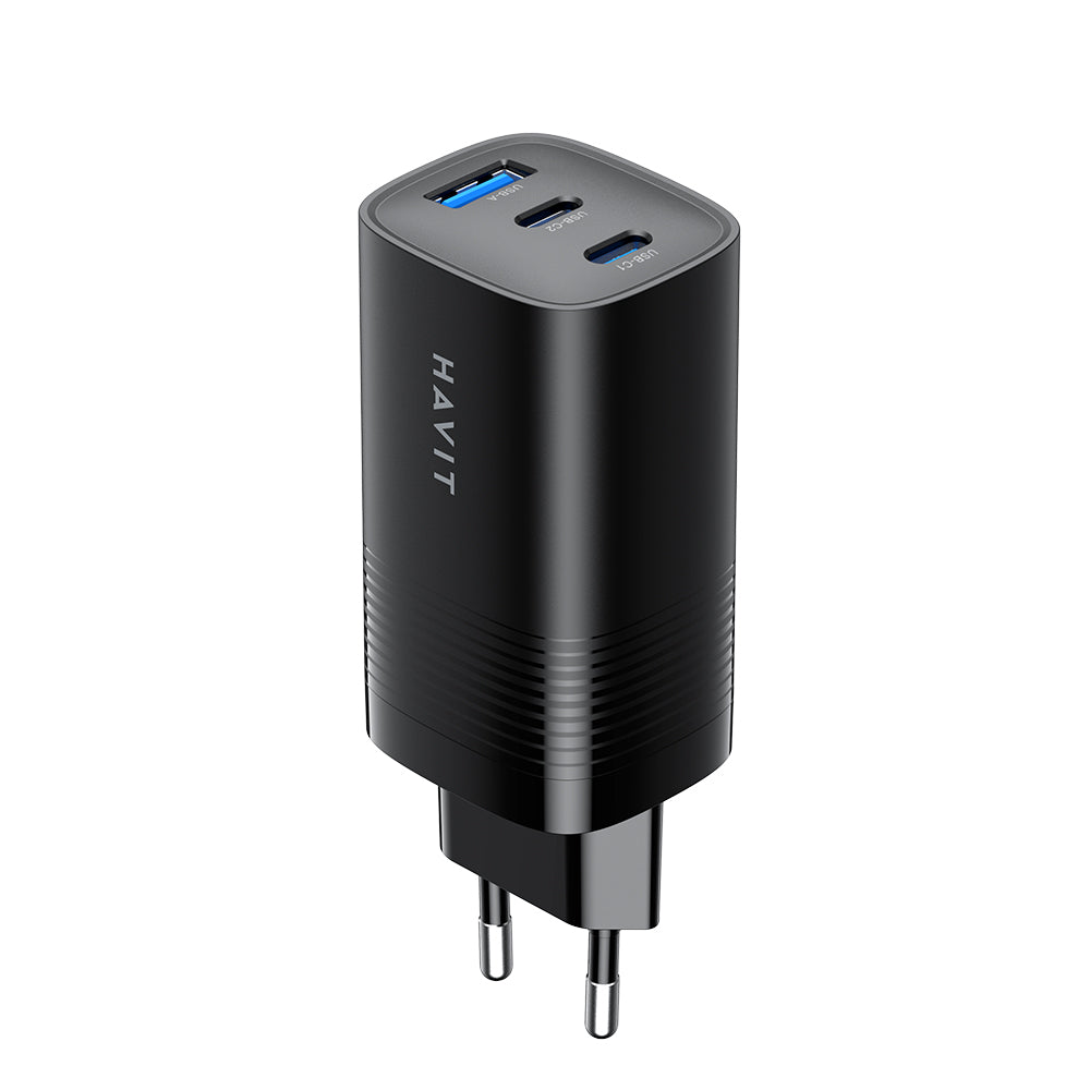 Зарядно устройство за мрежа HAVIT UC20, 65W, 3A, 1 x USB-A - 2 x USB-C, Черно