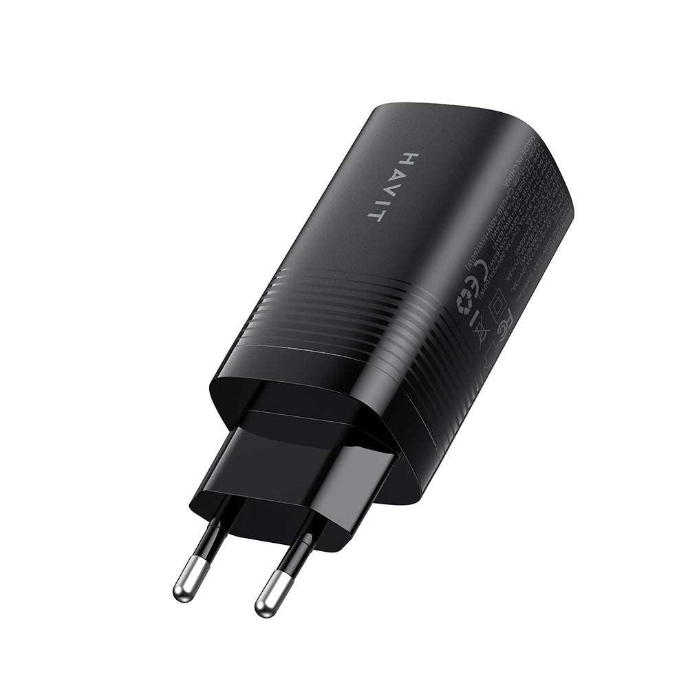 Зарядно устройство за мрежа HAVIT UC20, 65W, 3A, 1 x USB-A - 2 x USB-C, Черно