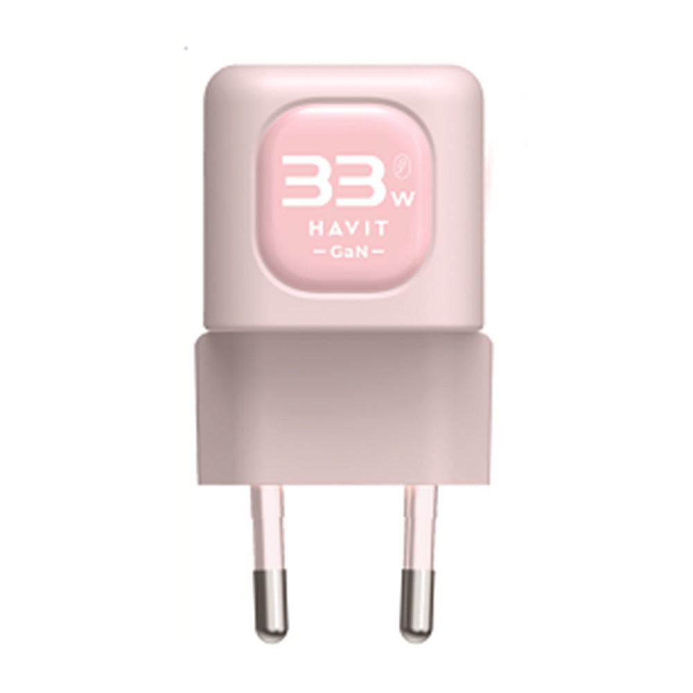 Зарядно за мрежа HAVIT UC230, 33W, 3A, 1 x USB-A - 1 x USB-C, Розово