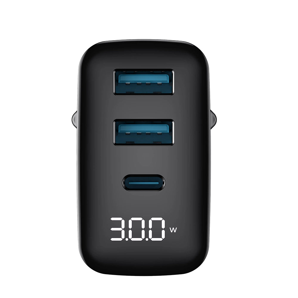 Зарядно за мрежа HAVIT UCLE001, 30W, 3A, 2 x USB-A - 1 x USB-C, Черно