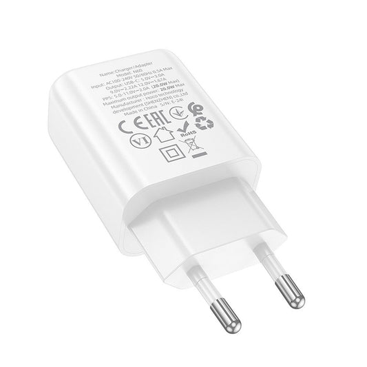 Зарядно устройство за мрежа HOCO N60, 20W, 3A, 1 x USB-C, Бяло