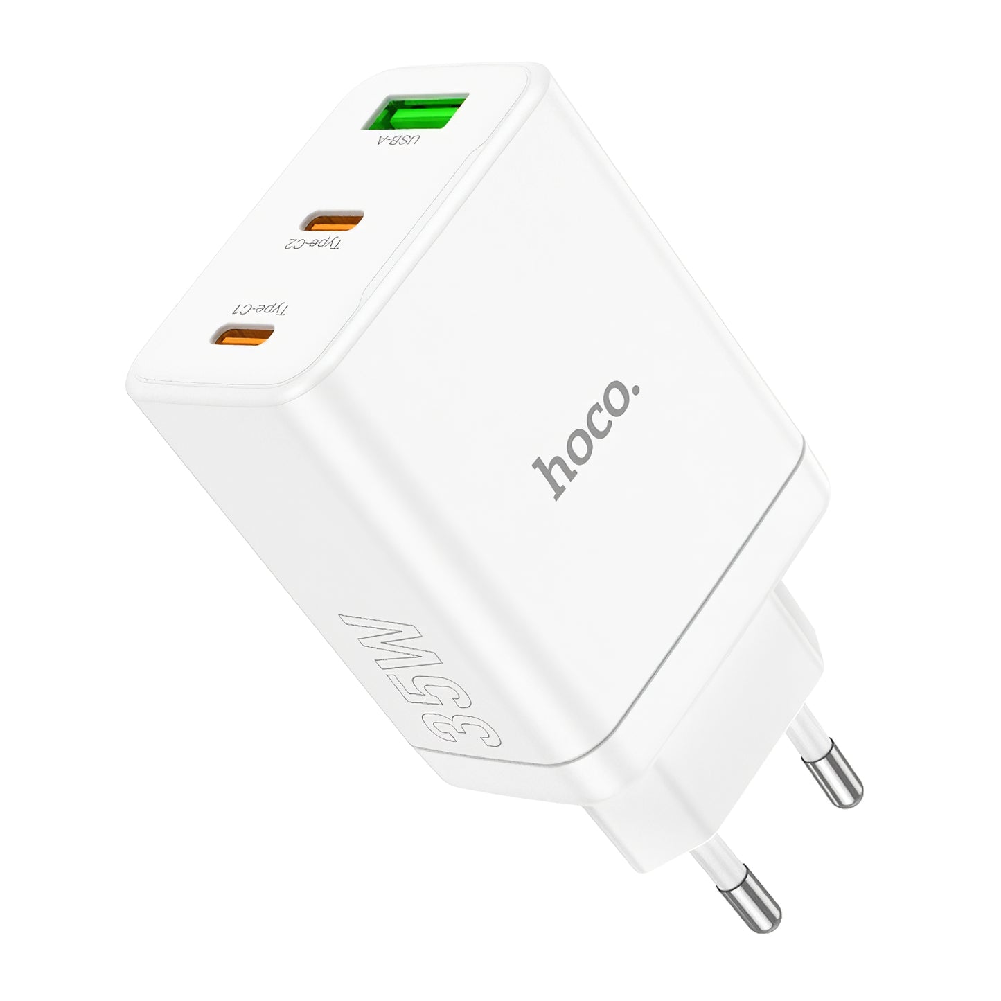 Мрежово зарядно устройство HOCO N33, 35W, 3A, 1 x USB-A - 2 x USB-C, бяло