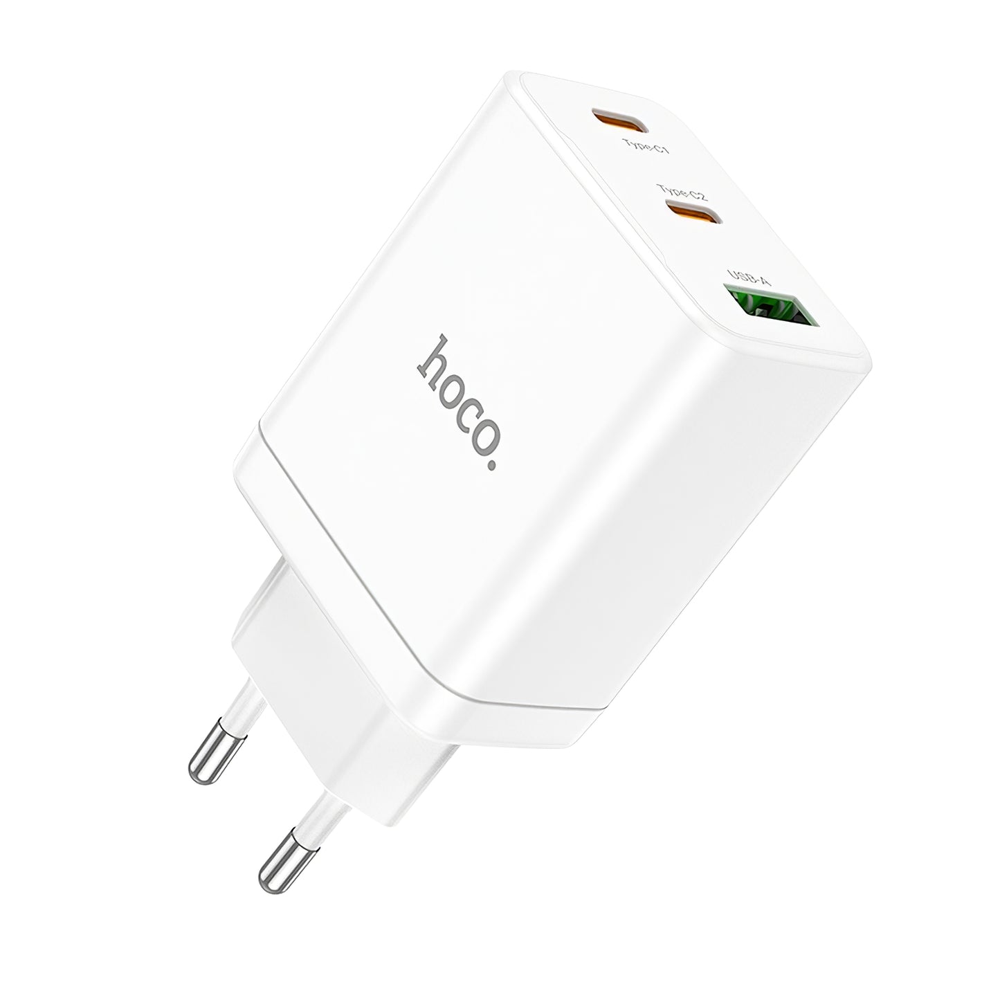 Мрежово зарядно устройство HOCO N33, 35W, 3A, 1 x USB-A - 2 x USB-C, бяло