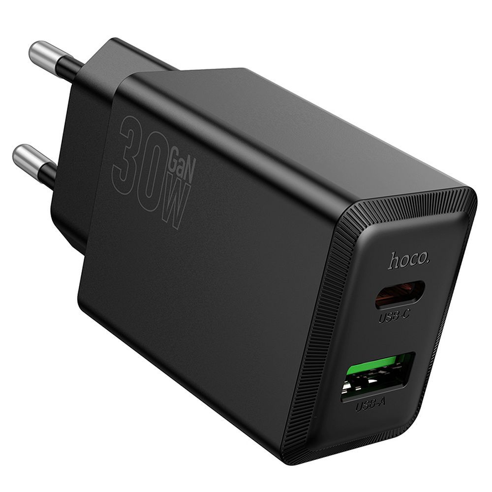 Зарядно за мрежа HOCO N71, 30W, 3A, 1 x USB-A - 1 x USB-C, Черно