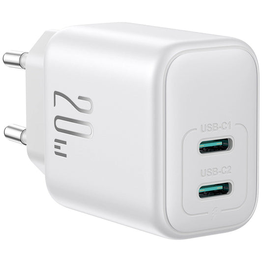 Зарядно за мрежа Joyroom JR-TCF12, 20W, 3A, 2 x USB-C, Бяло
