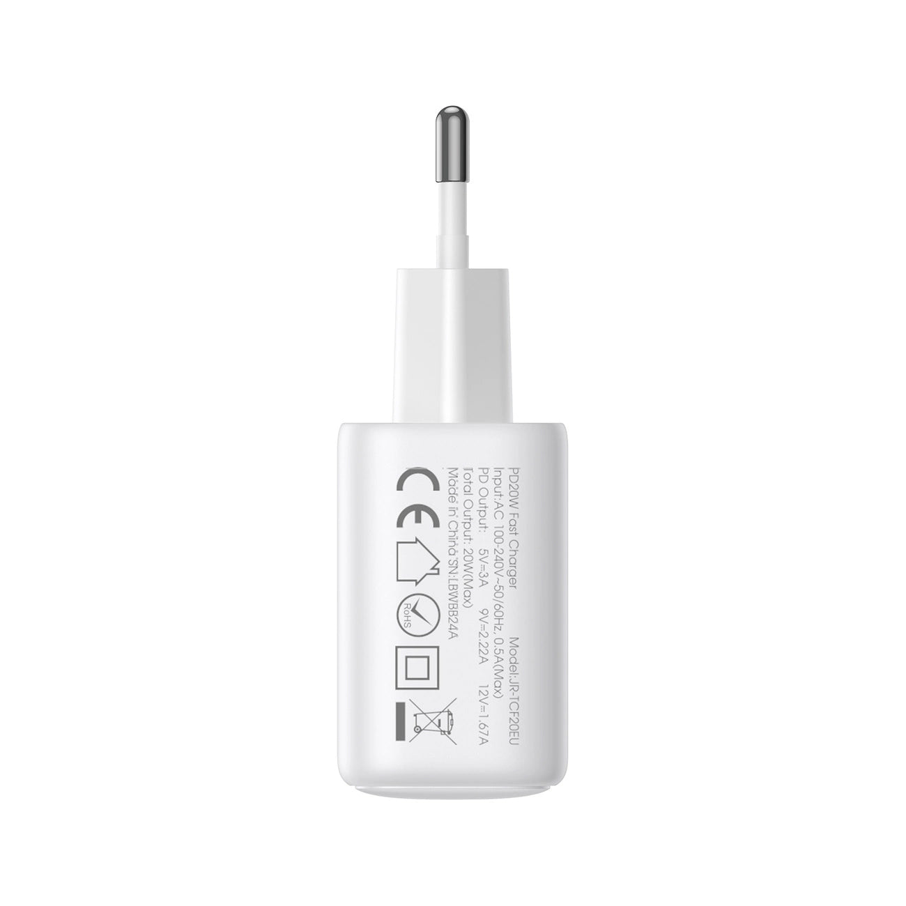 Зарядно устройство за мрежа Joyroom JR-TCF21, 20W, 3A, 1 x USB-A - 1 x USB-C, Бяло