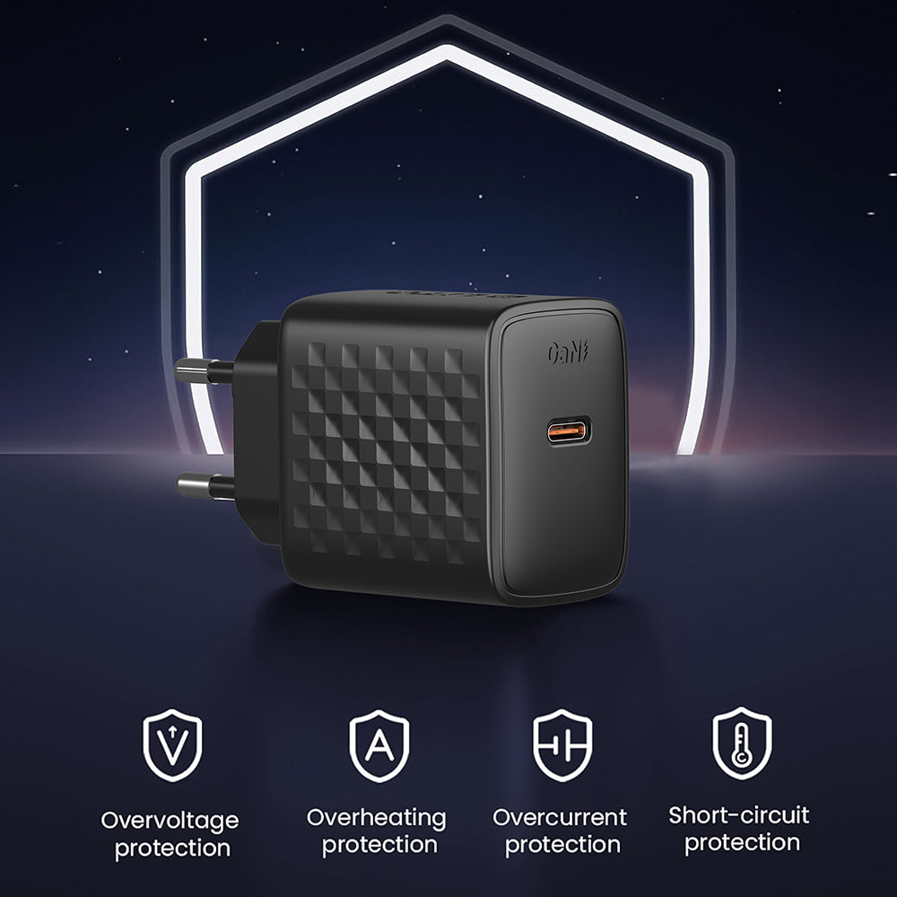 Зарядно устройство за мрежа Lito LC13, 20W, 3A, 1 x USB-C, Черно