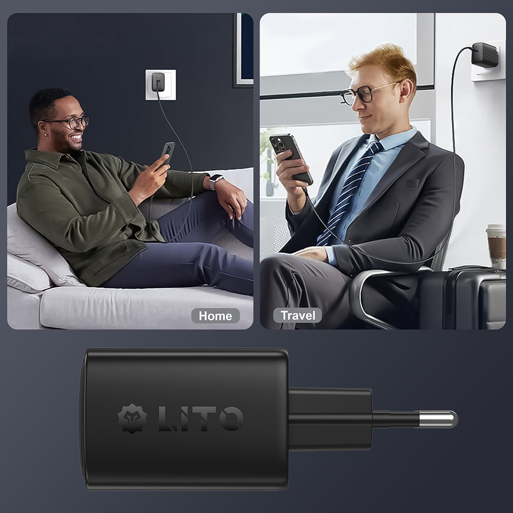 Зарядно устройство за мрежа Lito LC13, 20W, 3A, 1 x USB-C, Черно