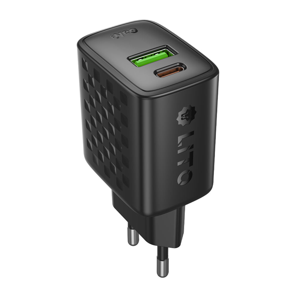 Зарядно устройство за мрежа Lito LC19, 30W, 3A, 1 x USB-A - 1 x USB-C, Черно