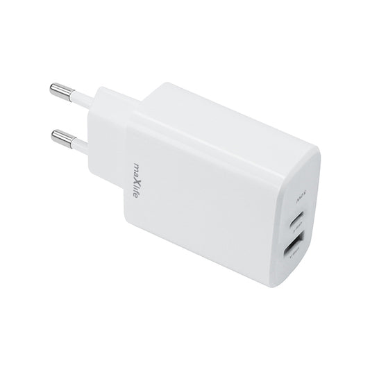 Мрежово зарядно устройство MaXlife MXTC-10-30AC, 30W, 3A, 1 x USB-A - 1 x USB-C, бяло
