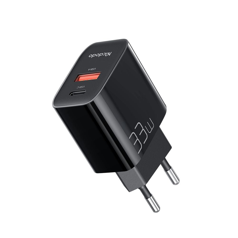Зарядно устройство за мрежа McDodo CH-0921, 33W, 3A, 1 x USB-A - 1 x USB-C, Черно