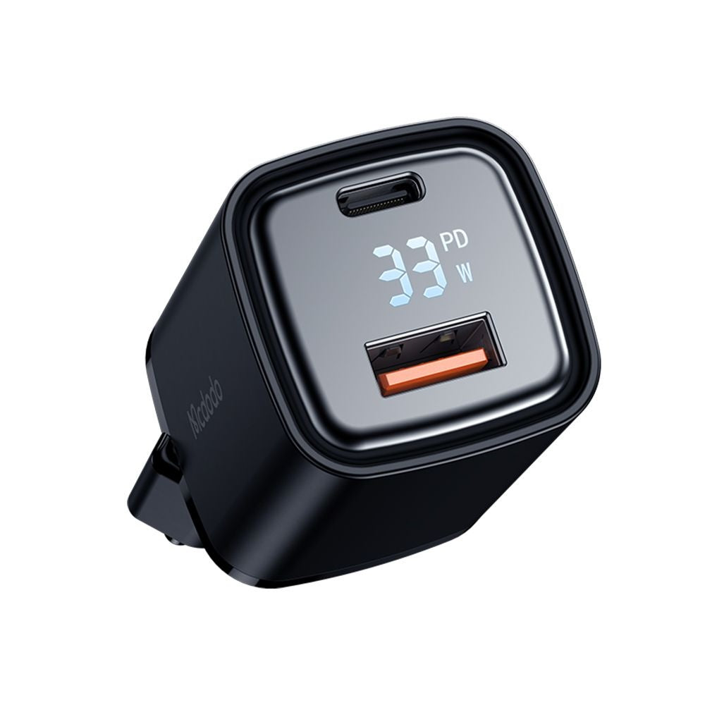 Зарядно за мрежа McDodo CH-1701 Graphite Display, 33W, 3A, 1 x USB-A - 1 x USB-C, Черно