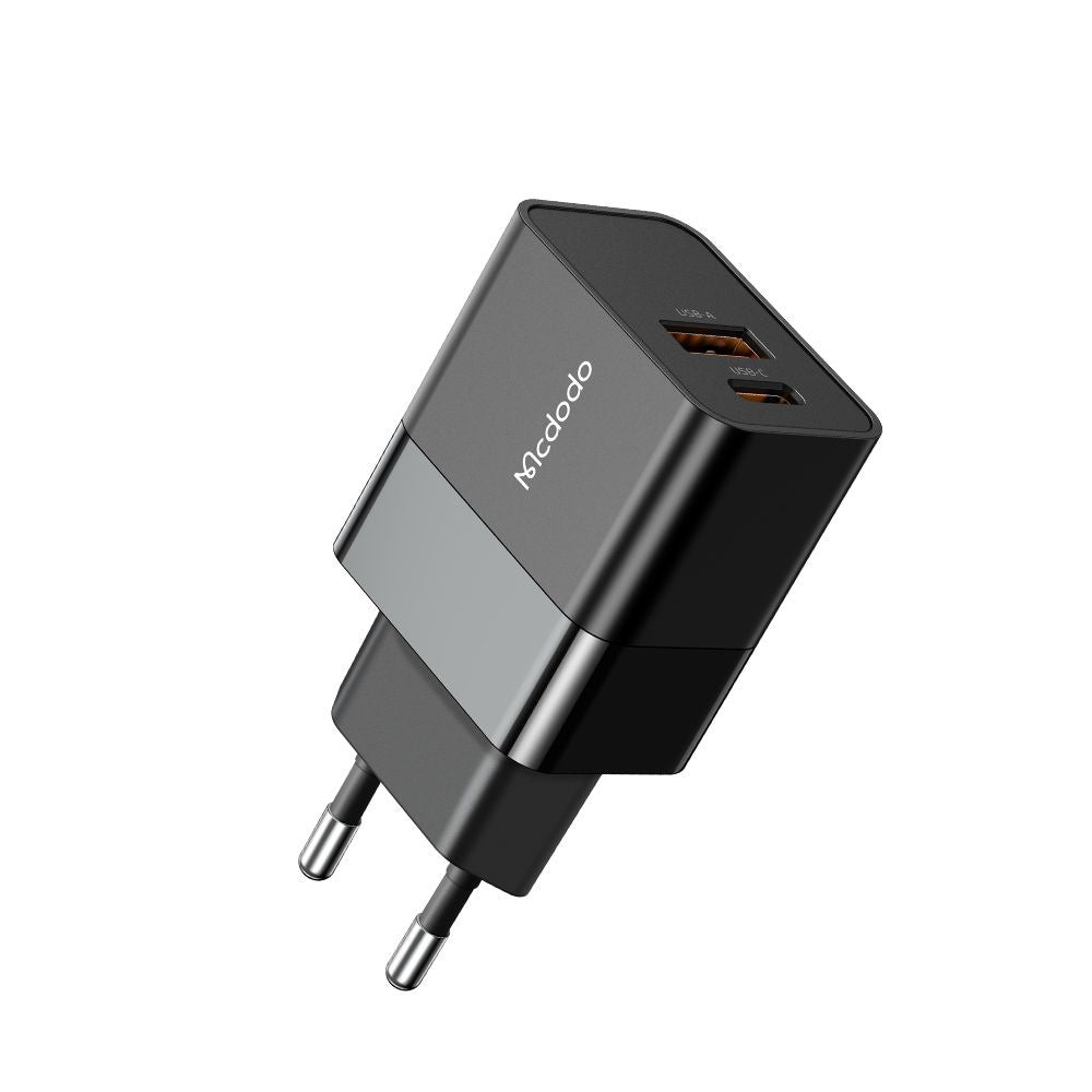 Мрежово зарядно устройство McDodo CH-1951 Hydrogen, 20W, 3A, 1 x USB-A - 1 x USB-C, Черно