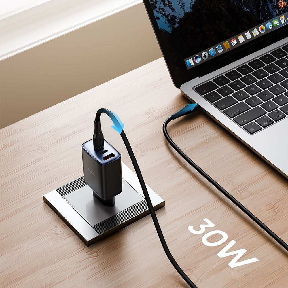 Зарядно за мрежа McDodo CH-2180 Display, 30W, 3A, 1 x USB-A - 2 x USB-C, Черно