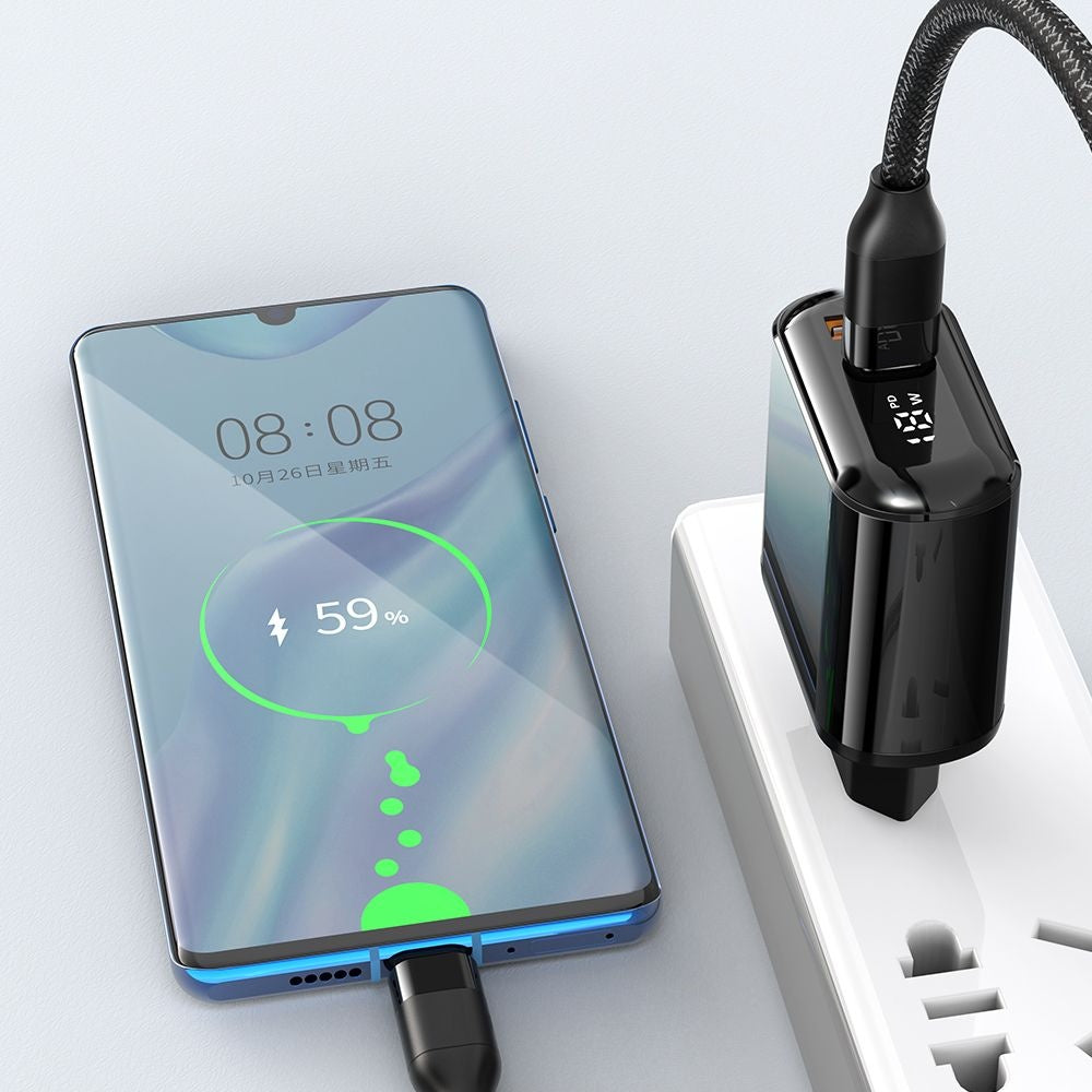 Зарядно устройство за мрежа McDodo CH-7170 Chocolate Display, 20W, 3A, 1 x USB-A - 1 x USB-C, Черно