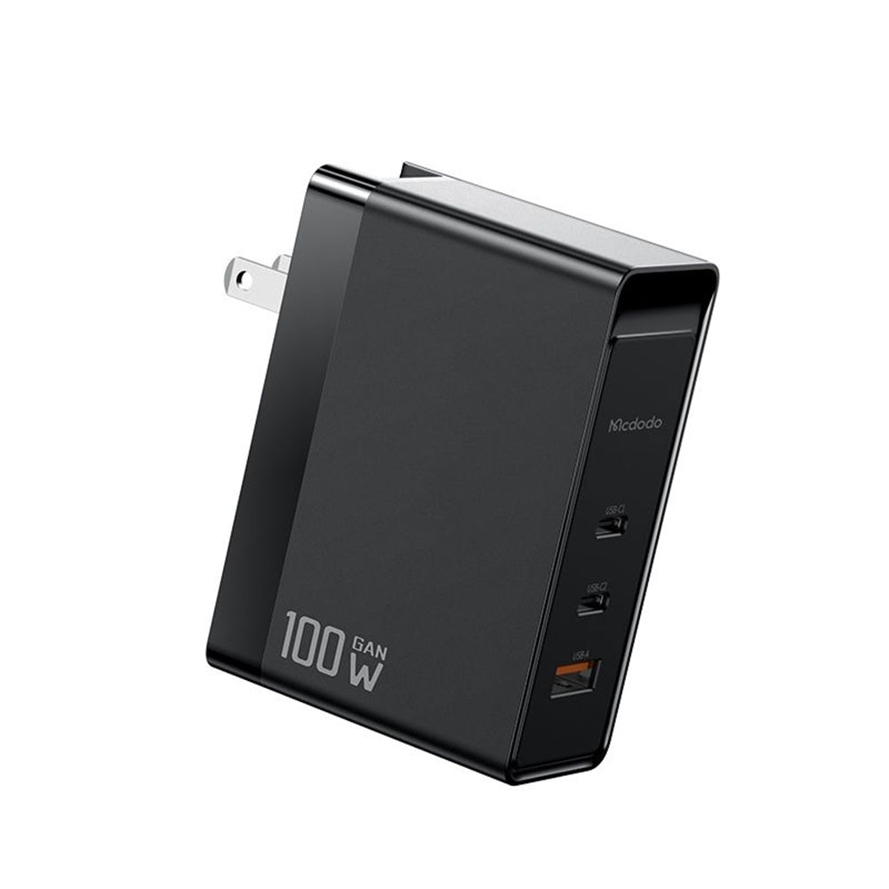 Зарядно за мрежа McDodo CH-8101 Pro Nuc AR Power Travel, 100W, 5A, 1 x USB-A - 2 x USB-C, Черно