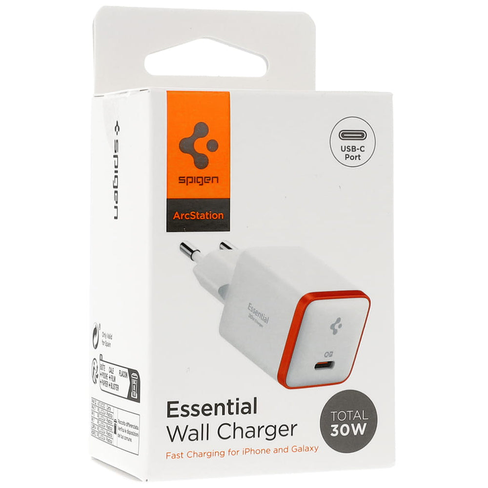 Spigen EE301EU Arcstation Essential Wall Charger, 30W, 3A, 1 x USB-C, White ACH08449