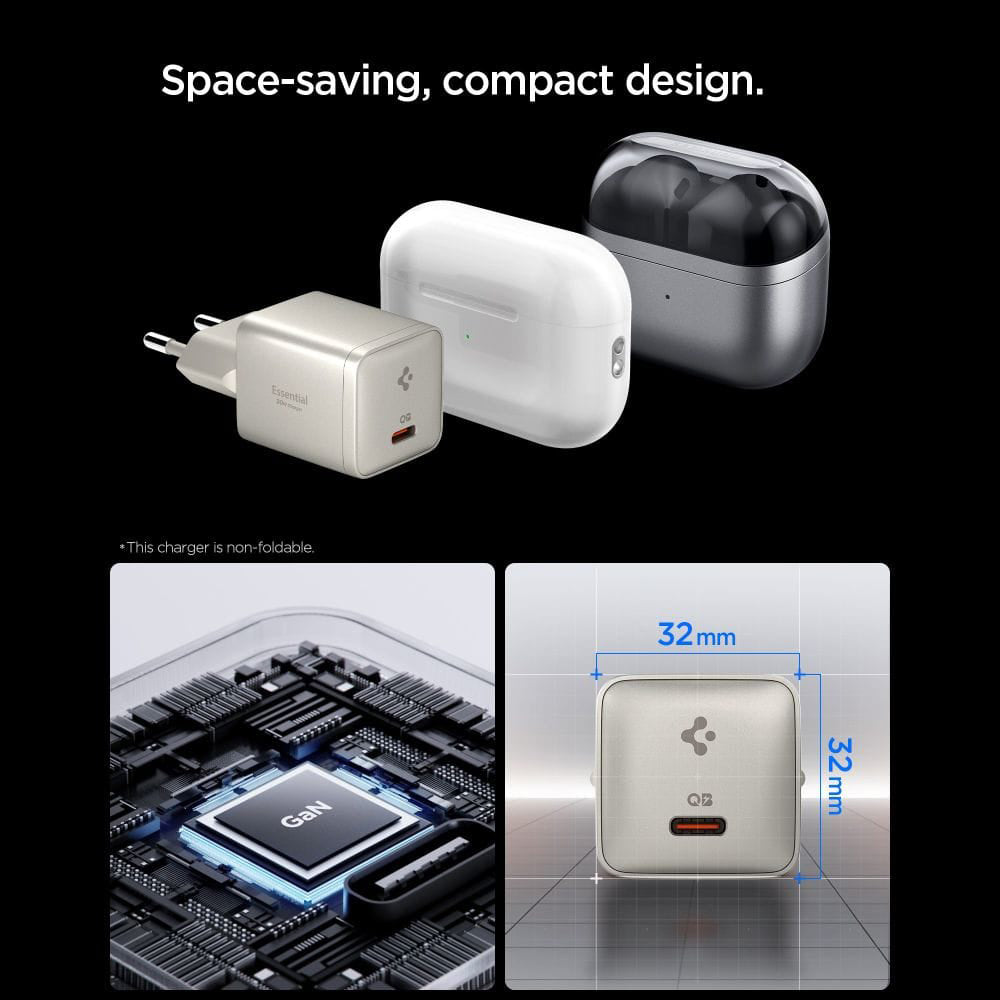 Зарядно устройство за мрежа Spigen EE301EU Essential, 30W, 3A, 1 x USB-C, Титанено сиво ACH10448