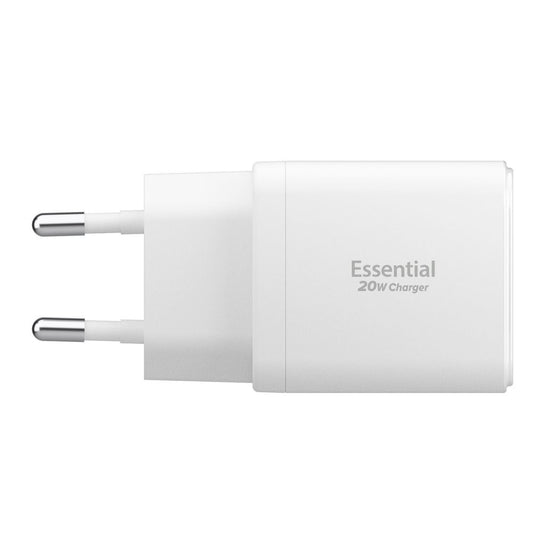 Зарядно устройство за мрежа Spigen Essential, 20W, 3A, 1 x USB-A - 1 x USB-C, Бяло