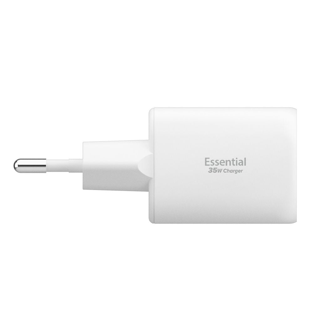 Зарядно устройство за мрежа Spigen Essential, 35W, 3A, 1 x USB-A - 1 x USB-C, Бяло