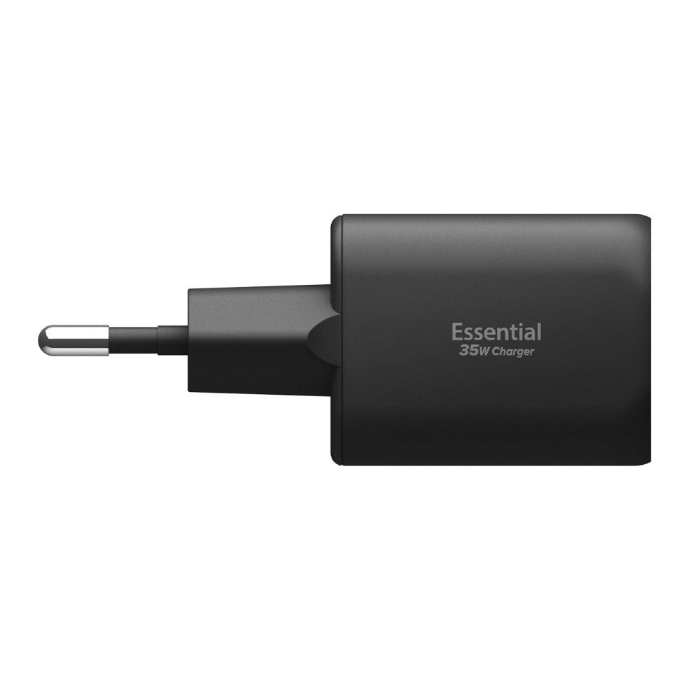 Зарядно за мрежа Spigen Essential, 35W, 3A, 1 x USB-A - 1 x USB-C, Черно